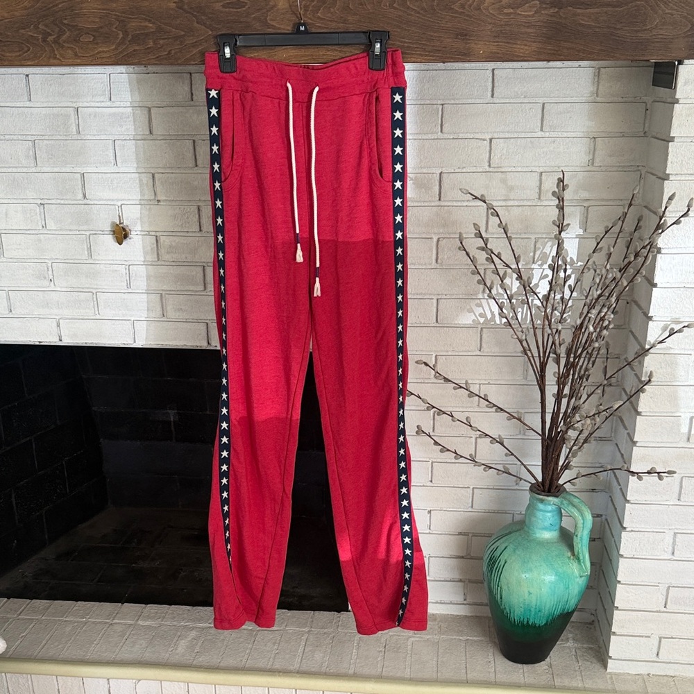 Sundry Red Track Pants with Star Trim